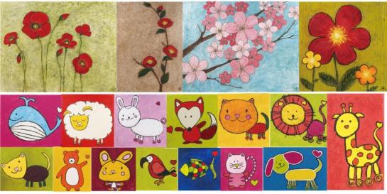 Flower and animal paintings (oil paintings) by Arukah Books' representative artist for merchandise image